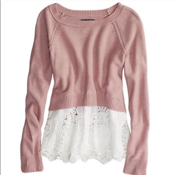 aerie lace bottom sweatshirt